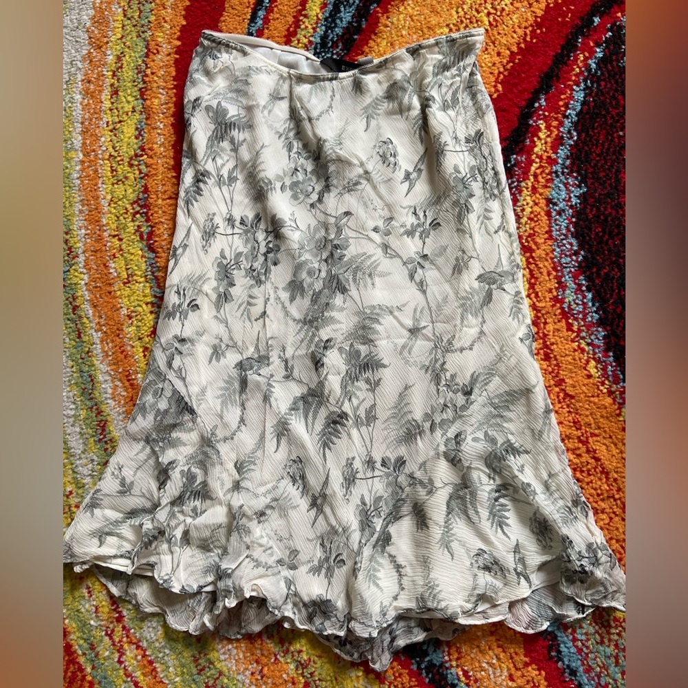 Floral Print Women's Skirt 100% silk